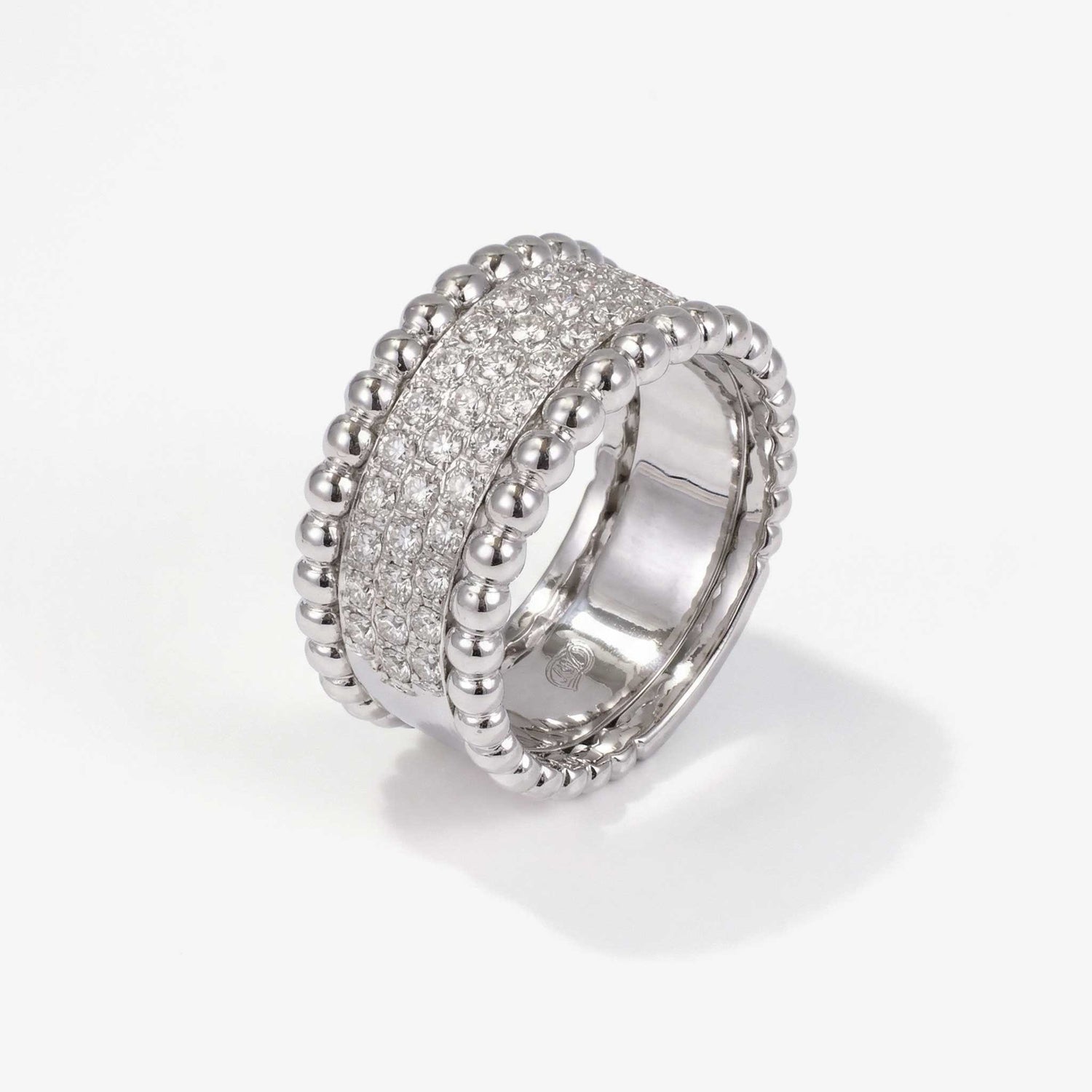 0.57ct Natural Diamond Wide Pave Beaded Edge Ring 18K Gold - JewelryandStore