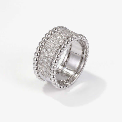 0.57ct Natural Diamond Wide Pave Beaded Edge Ring 18K Gold - JewelryandStore