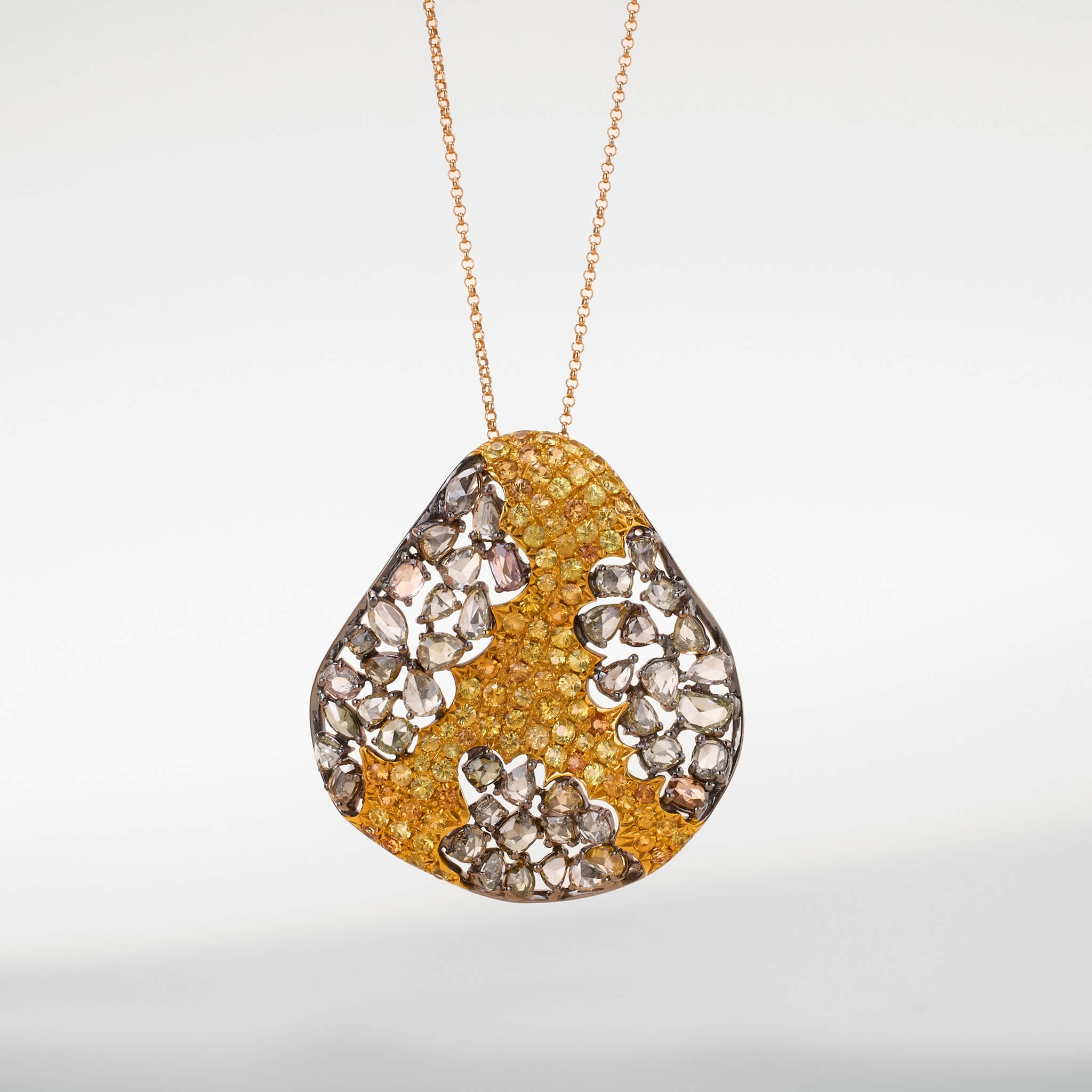 18K Gold Yellow Sapphire &amp; Diamond Pendant - Jewelry And Store