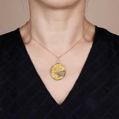 18K Gold Yellow Sapphire &amp; Diamond Pendant