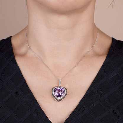 18K Gold Diamond and Amethyst Pendant