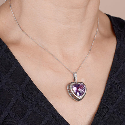 18K Gold Diamond and Amethyst Pendant