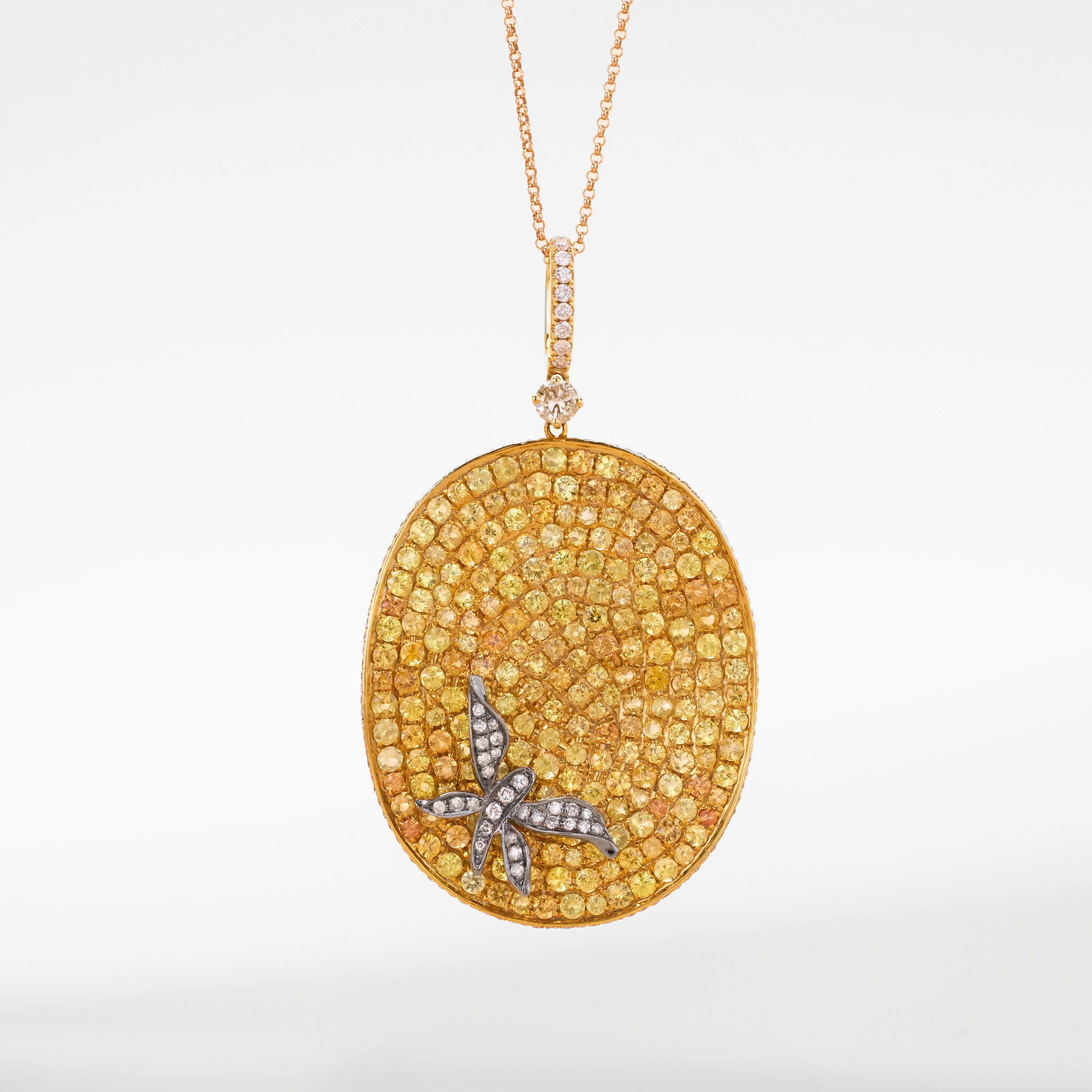 18K Gold Yellow Sapphire &amp; Diamond Pendant - Jewelry And Store
