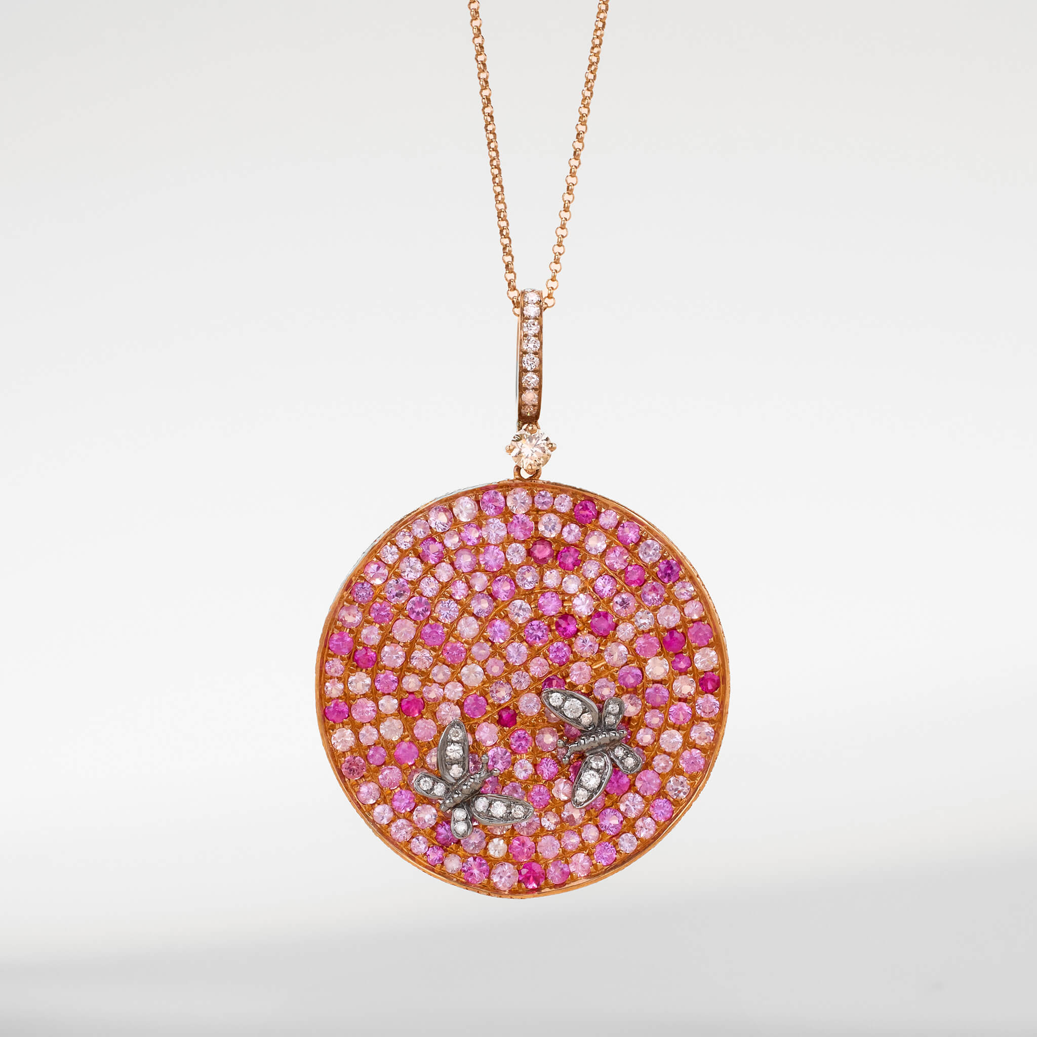 18K Gold Pink Sapphire &amp; Diamond Pendant - Jewelry And Store