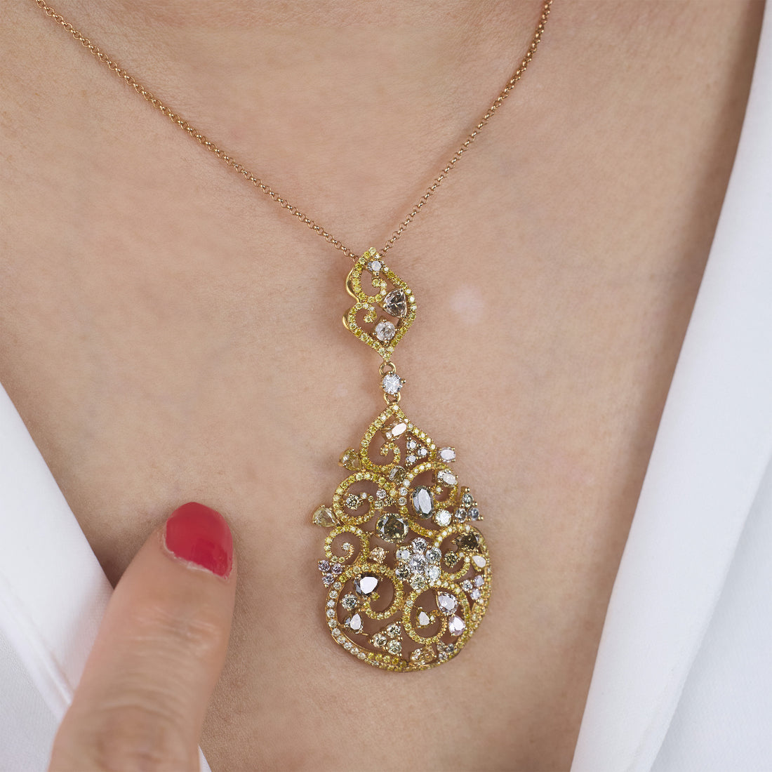 18K Yellow Gold Vintage - inspired Diamond Pendant - Jewelry And Store