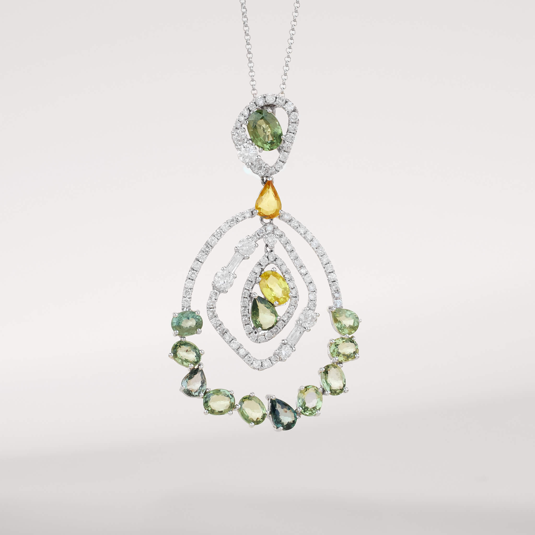 18K Gold Color Sapphire &amp; Diamond Pendant - Jewelry And Store