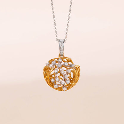 Two - tone Diamond Sphere Pendant in 18K Gold - Jewelry And Store