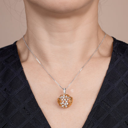 Two - tone Diamond Sphere Pendant in 18K Gold - Jewelry And Store