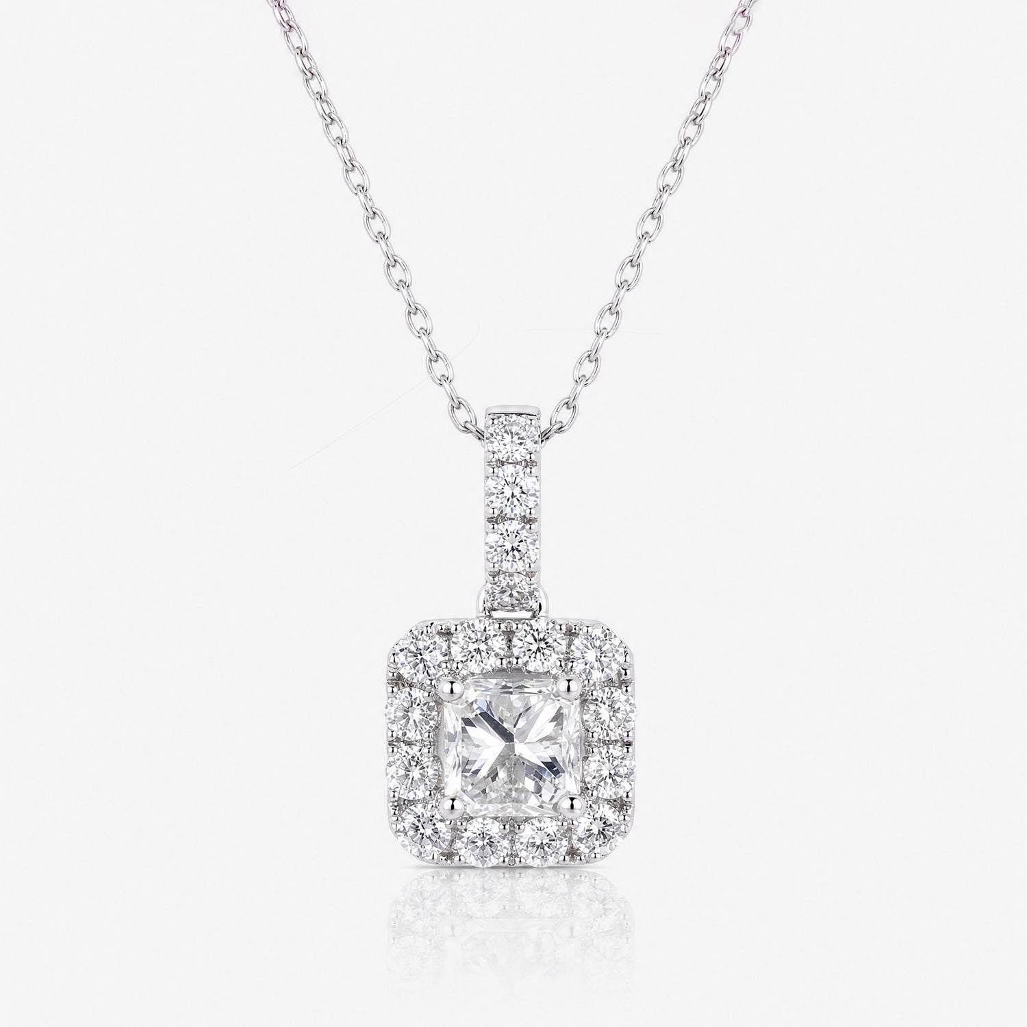 1.21ct Natural Diamond Princess Illusion Pendant in 18K Gold - JewelryandStore