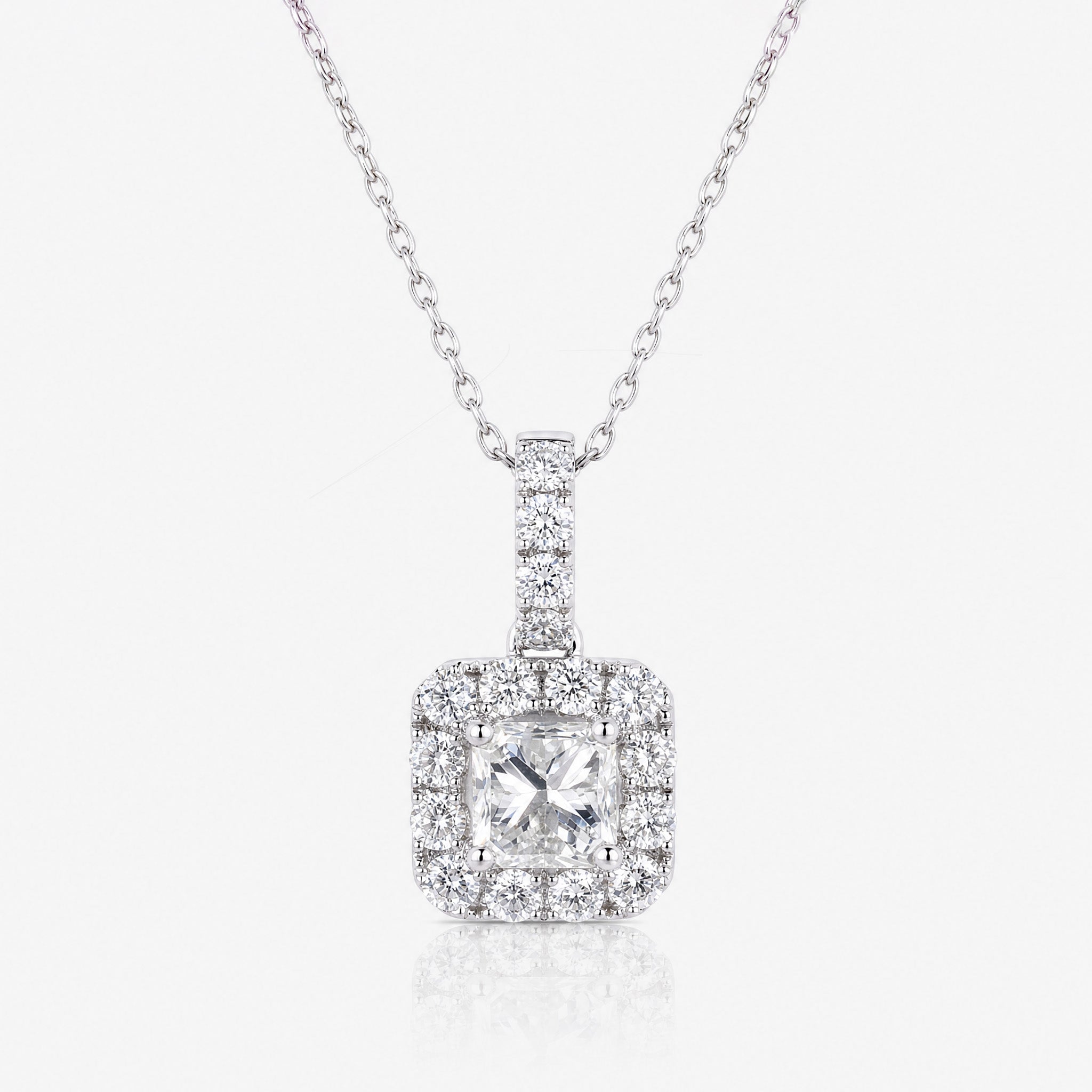 1.21ct Natural Diamond Princess Illusion Pendant in 18K Gold - JewelryandStore