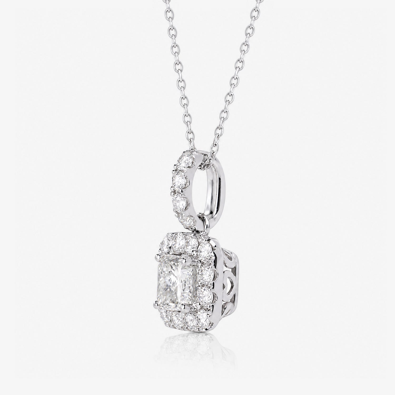 1.21ct Natural Diamond Princess Illusion Pendant in 18K Gold - JewelryandStore