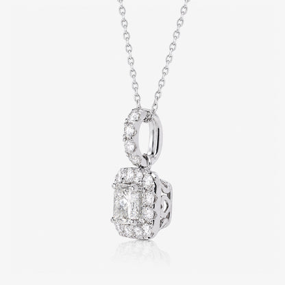 1.21ct Natural Diamond Princess Illusion Pendant in 18K Gold - JewelryandStore