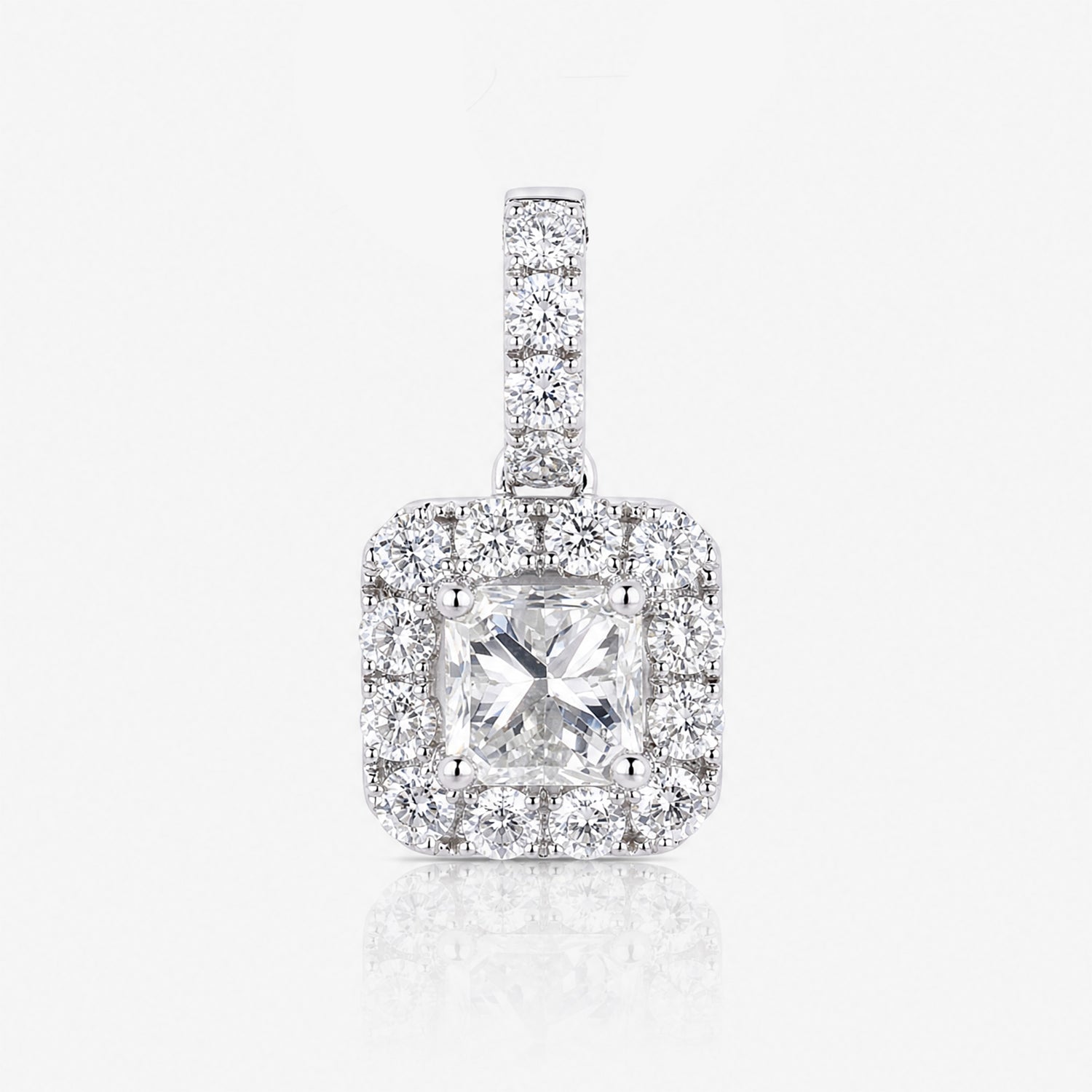 1.21ct Natural Diamond Princess Illusion Pendant in 18K Gold - JewelryandStore
