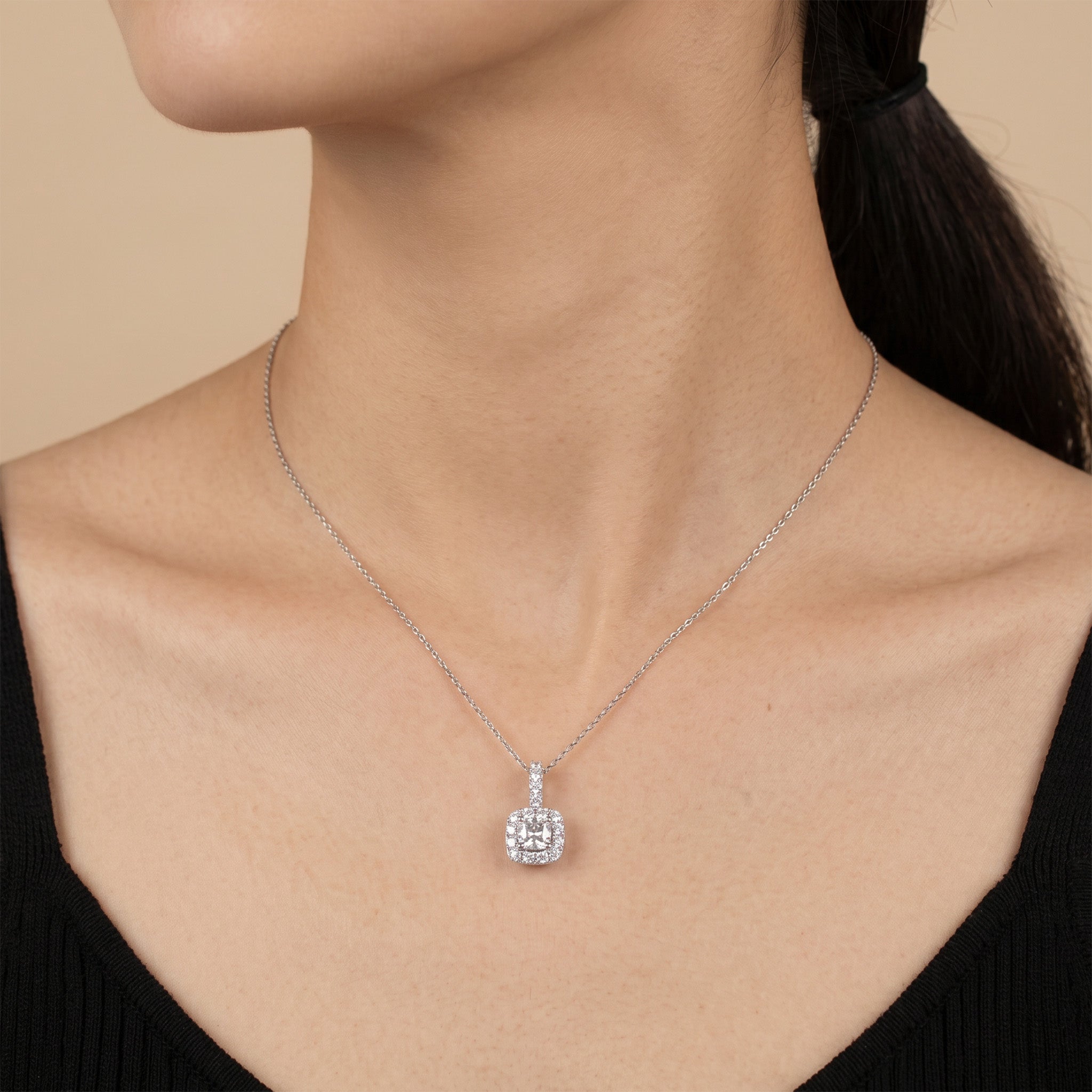 1.21ct Natural Diamond Princess Illusion Pendant in 18K Gold - JewelryandStore