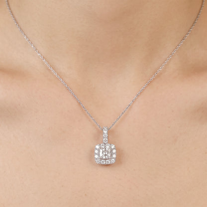 1.21ct Natural Diamond Princess Illusion Pendant in 18K Gold - JewelryandStore