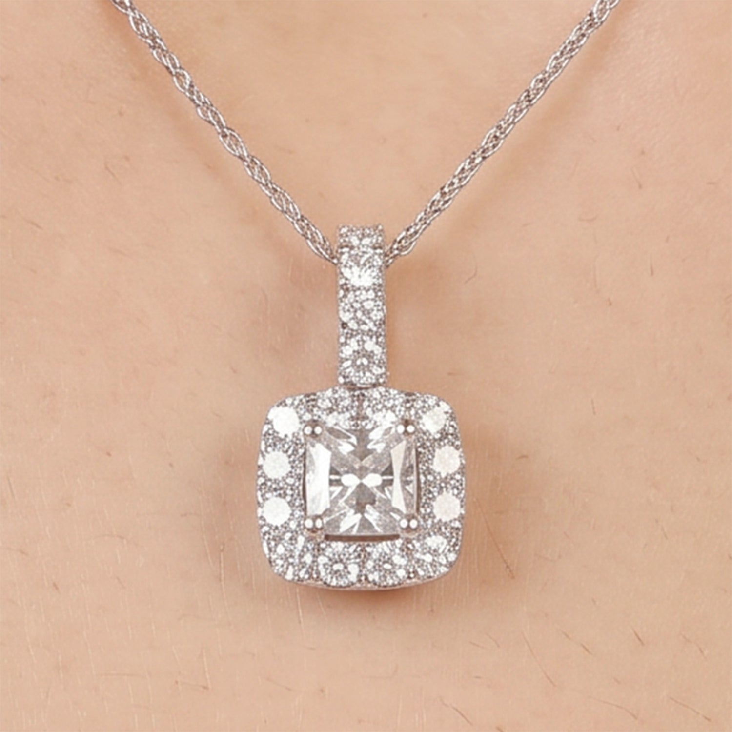 1.21ct Natural Diamond Princess Illusion Pendant in 18K Gold - JewelryandStore
