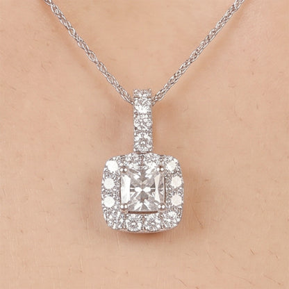 1.21ct Natural Diamond Princess Illusion Pendant in 18K Gold - JewelryandStore