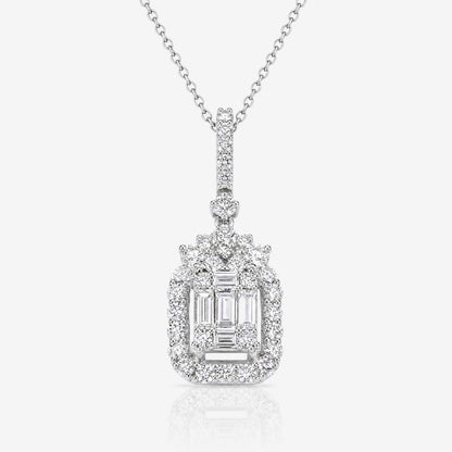 0.97ct Natural Diamond Baguette Illusion Pendant in 18K Gold - JewelryandStore