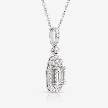 0.97ct Natural Diamond Baguette Illusion Pendant in 18K Gold - JewelryandStore