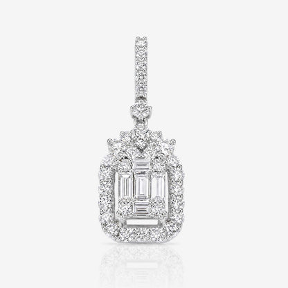 0.97ct Natural Diamond Baguette Illusion Pendant in 18K Gold - JewelryandStore