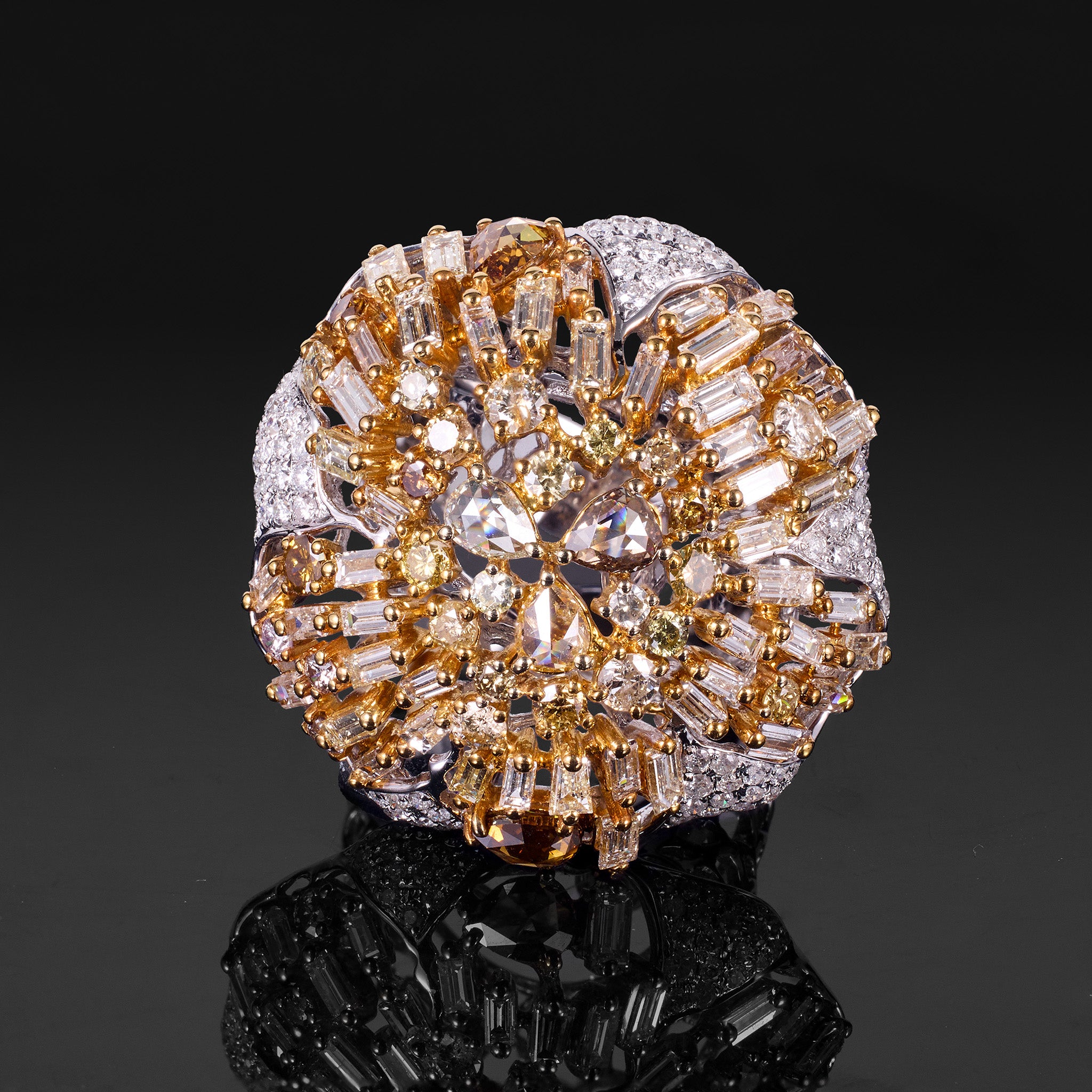18K White Gold Cocktail Ring with Natural Diamonds - Jewelry And Store