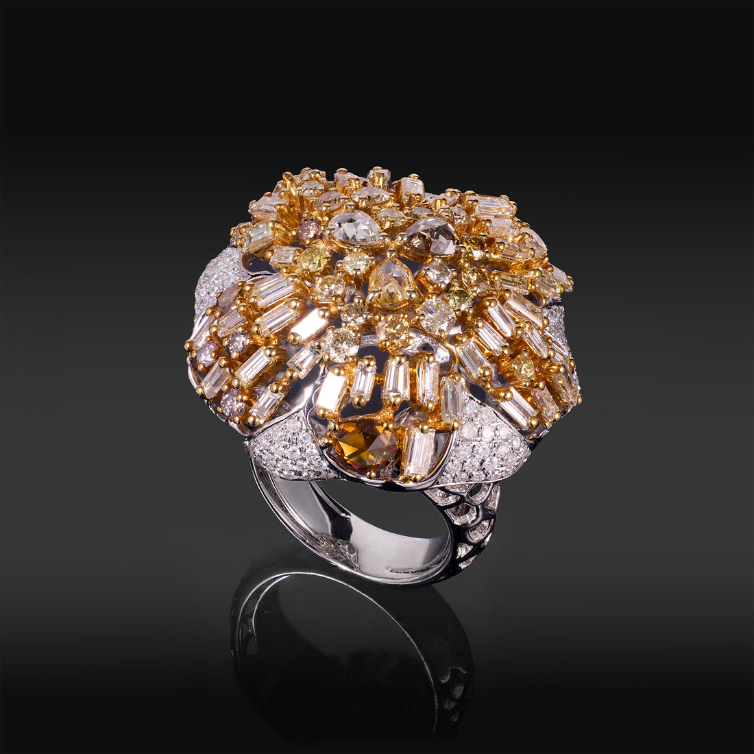 18K White Gold Cocktail Ring with Natural Diamonds - Jewelry And Store