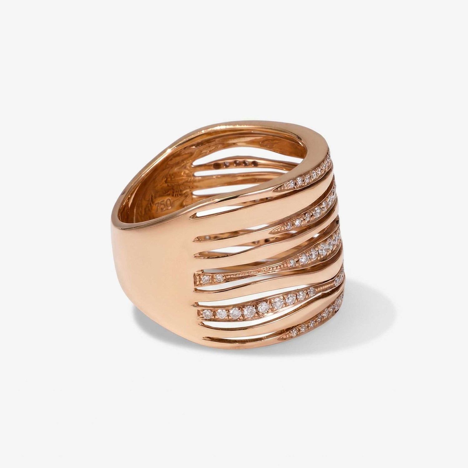 Natural Diamond Multi-Row Pave Band Ring 18K Gold - JewelryandStore