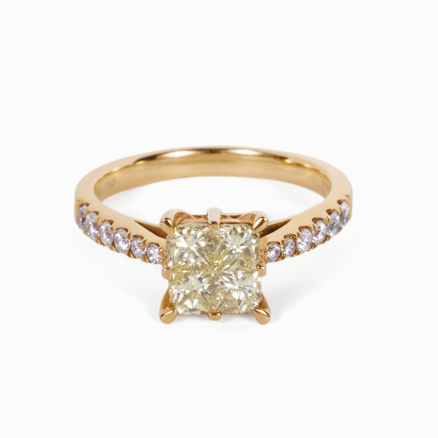 0.88ct.tw. Yellow Diamond Engagement Ring in 18K Gold - JewelryAndStore