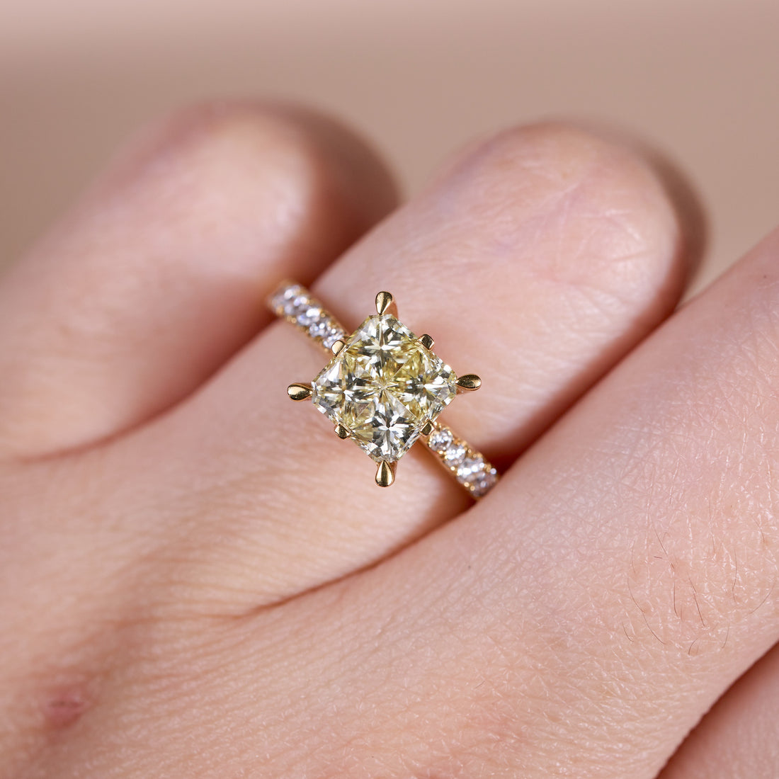 0.88ct.tw. Yellow Diamond Engagement Ring in 18K Gold - JewelryAndStore