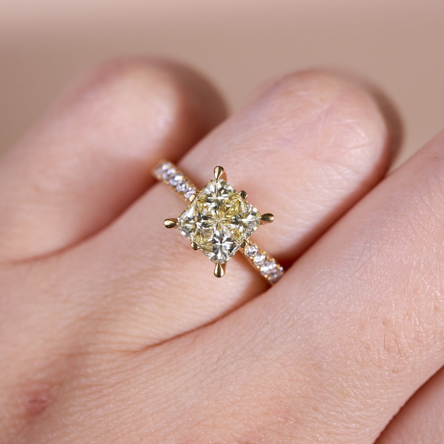 0.88ct.tw. Yellow Diamond Engagement Ring in 18K Gold - JewelryAndStore