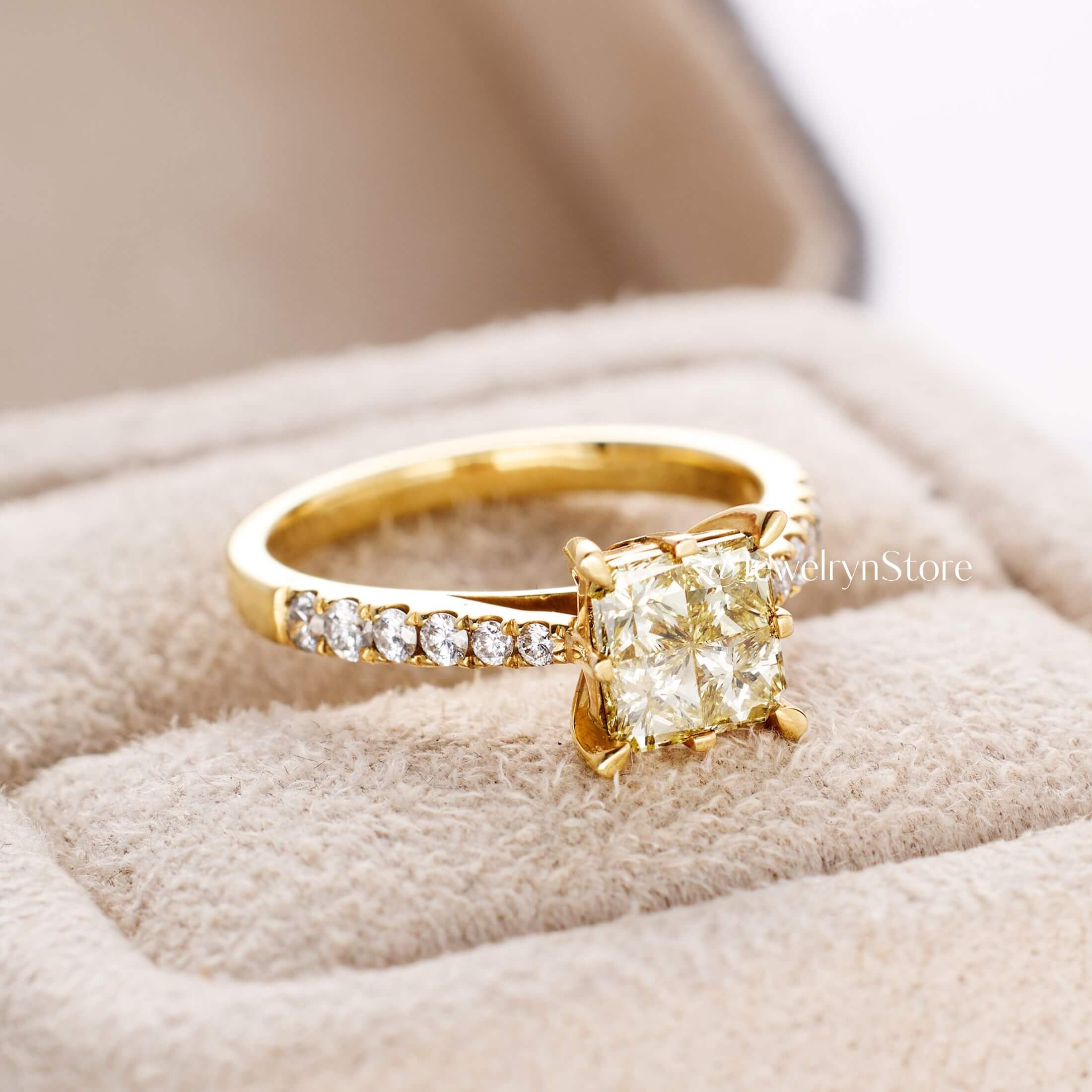 18K Yellow Gold Yellow Diamond Engagement Ring from JewelryAndStore
