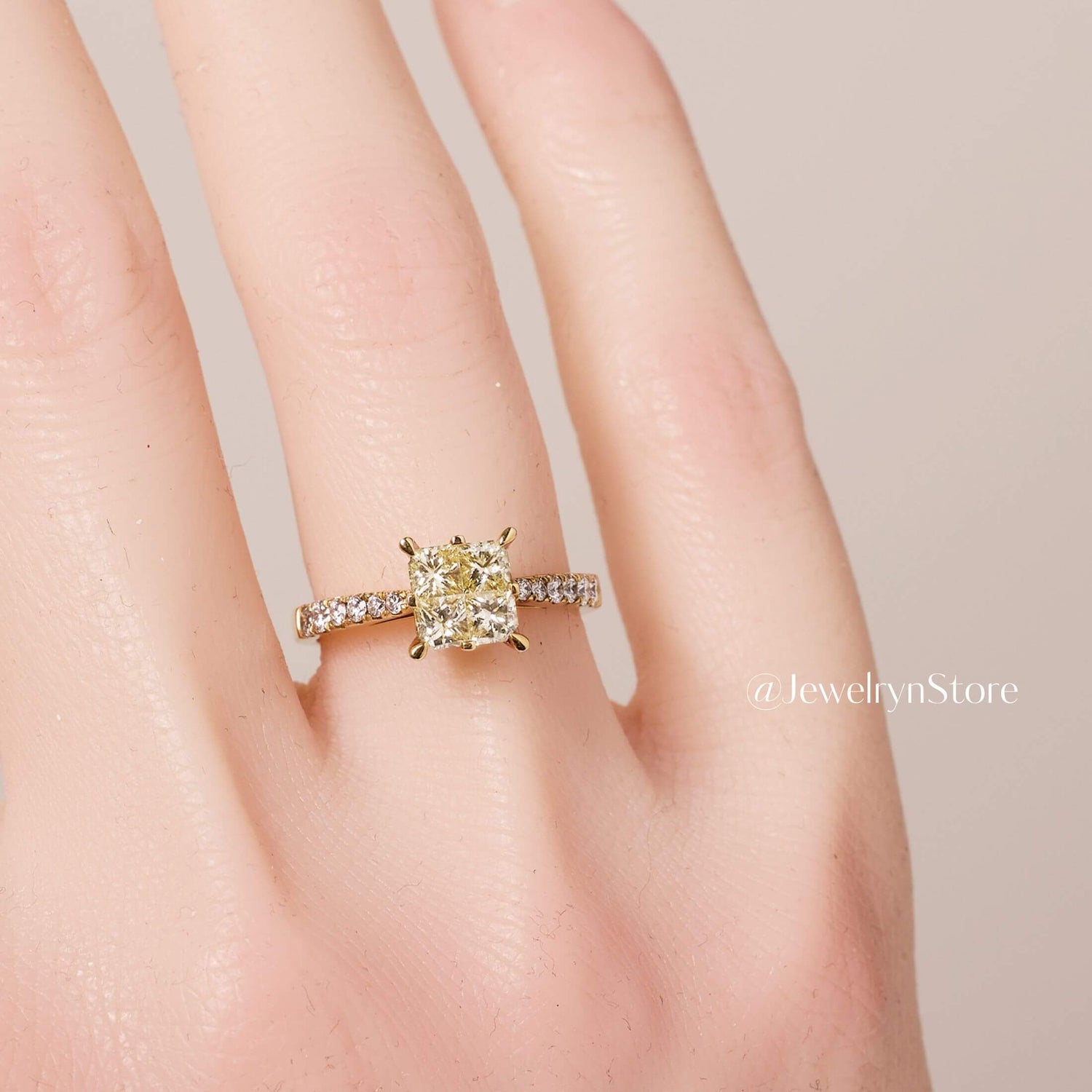 Multi Yellow Diamond Engagement Ring