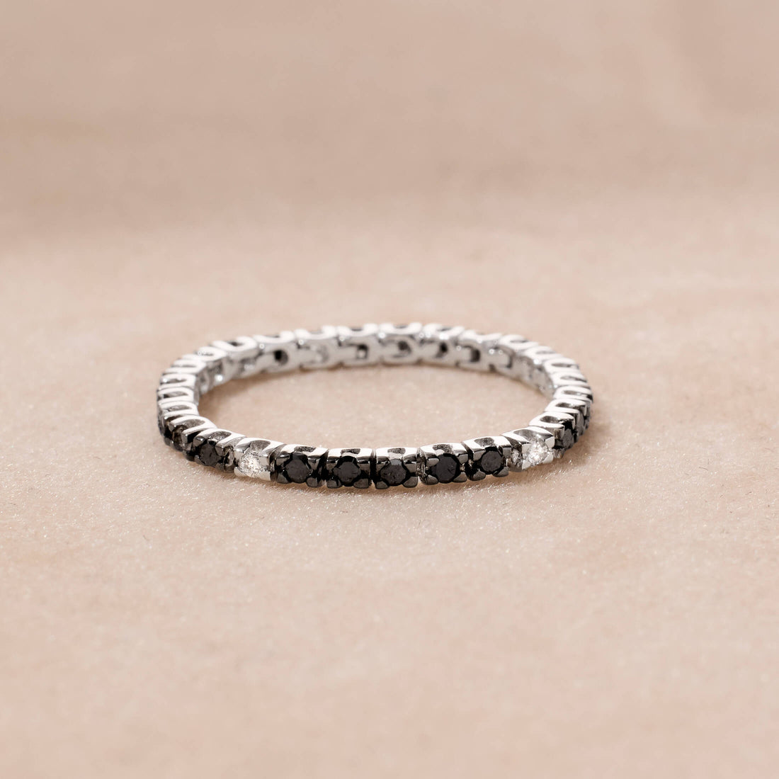 18K Gold Black Diamond Eternity Soft Ring