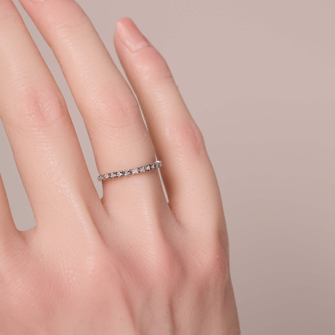 18K Gold White Diamond Half Eternity Soft Ring