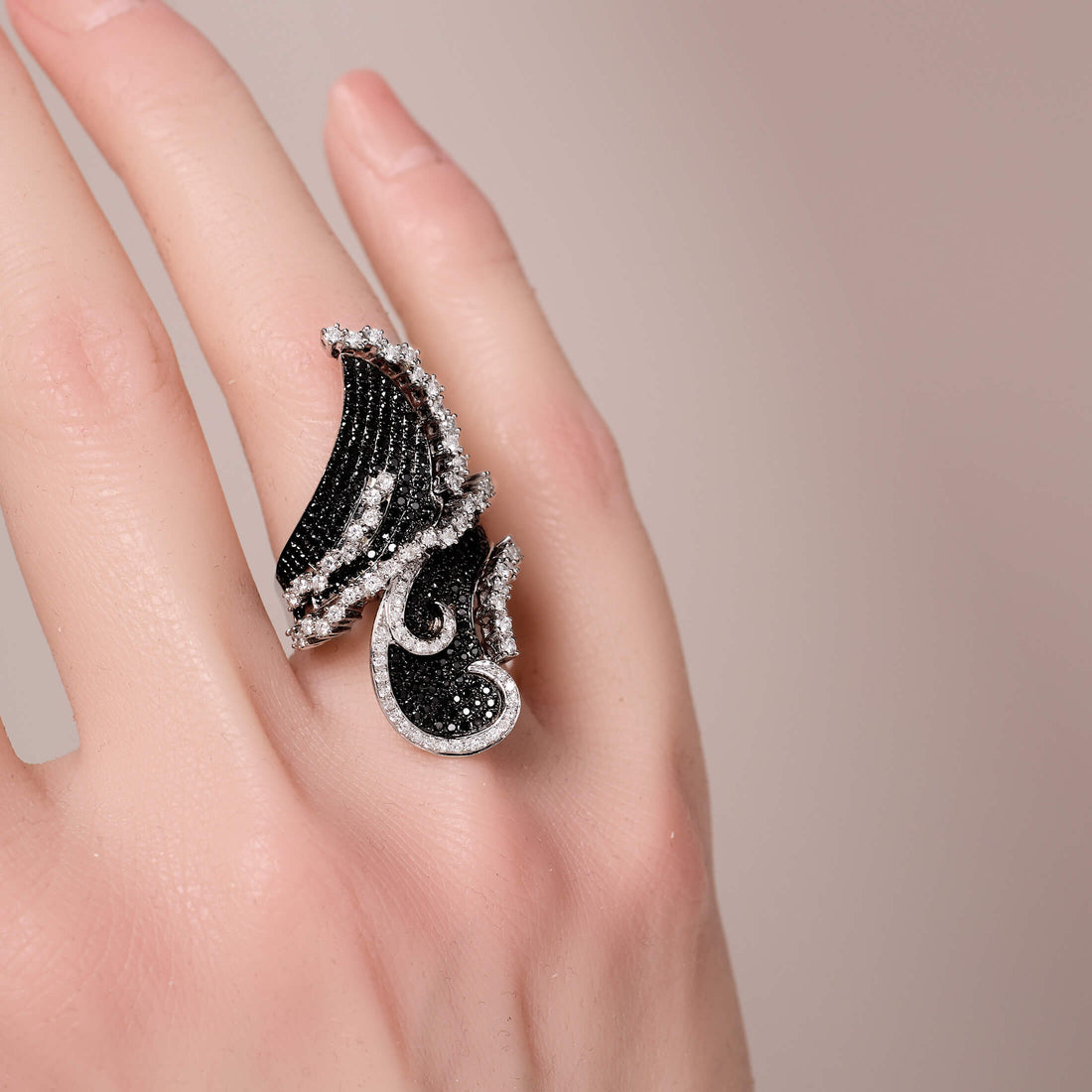 Black Diamond Statement Ring in 18K Gold