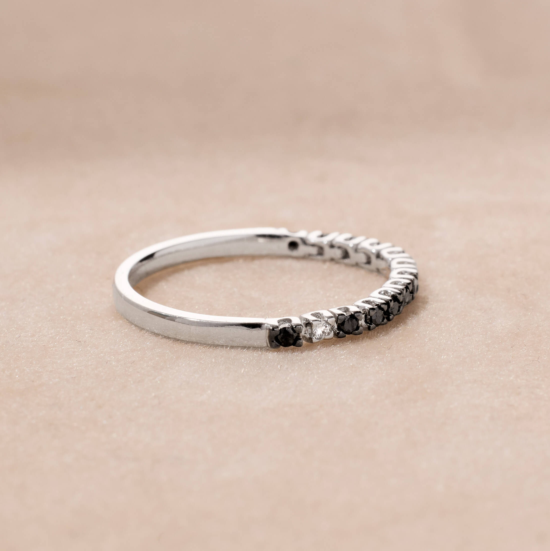 18K Gold Black Diamond Half Soft Ring - Jewelry And Store