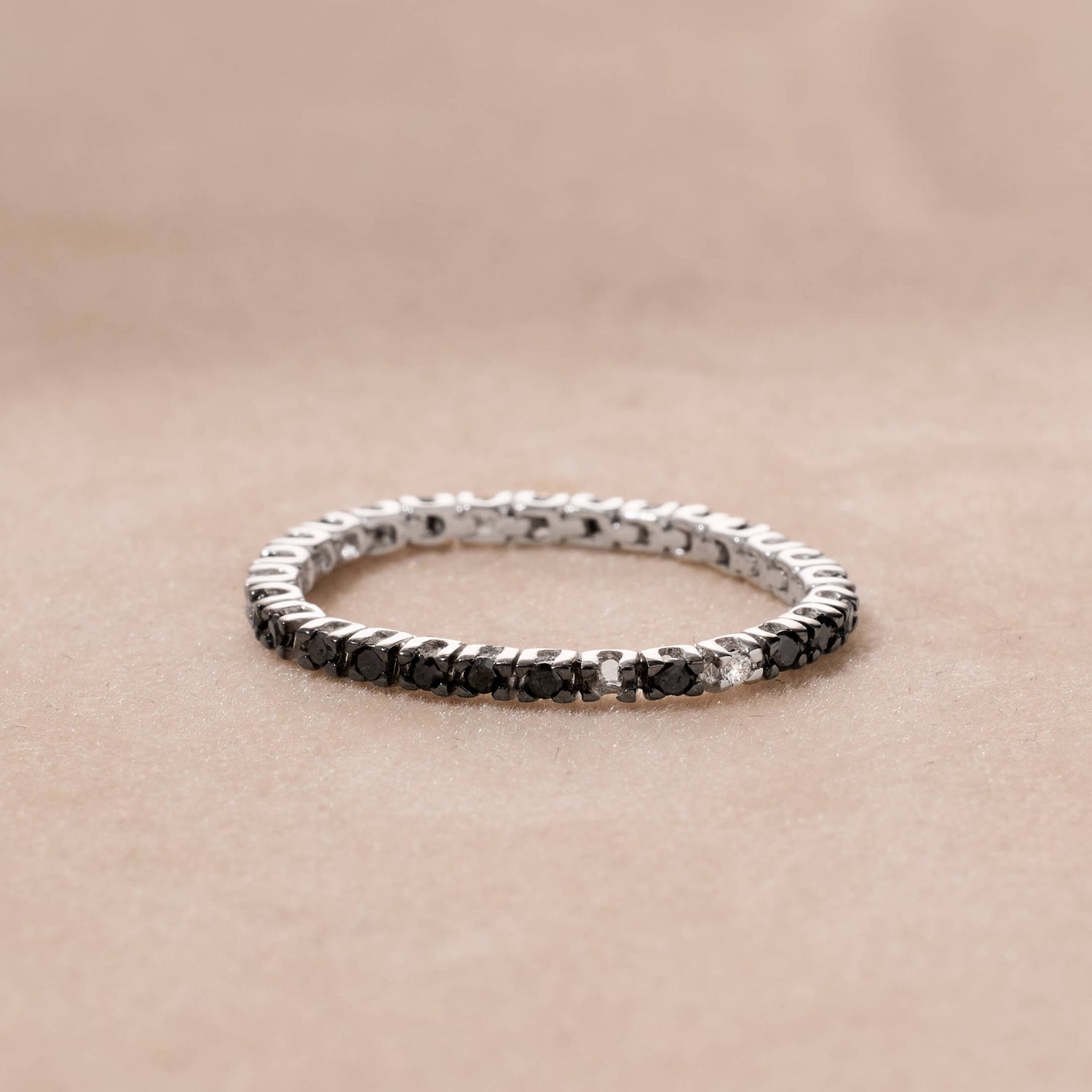 18K Gold Black Diamond Eternity Soft Ring