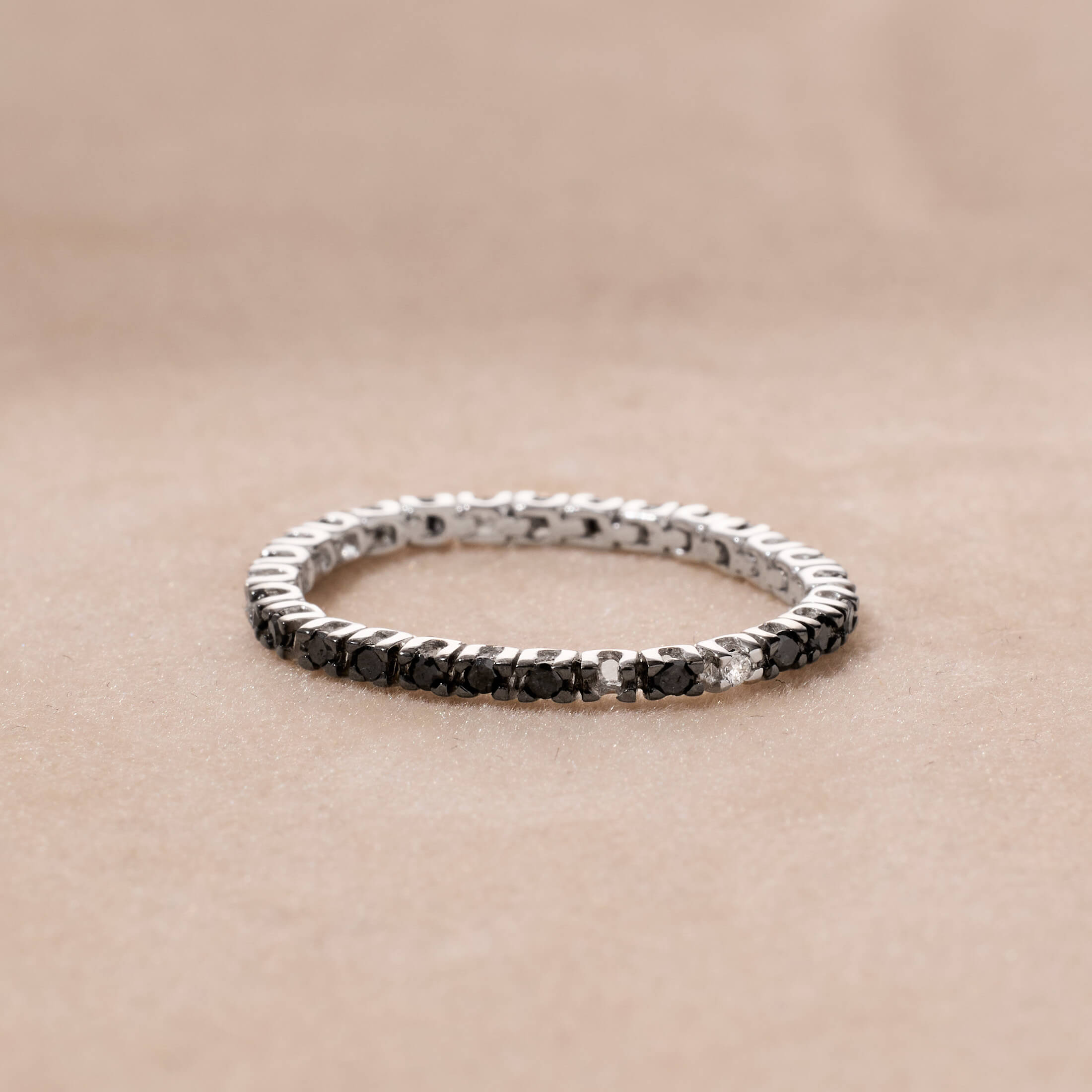 18K Gold Black Diamond Eternity Soft Ring