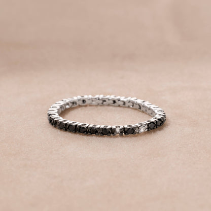18K Gold Black Diamond Eternity Soft Ring