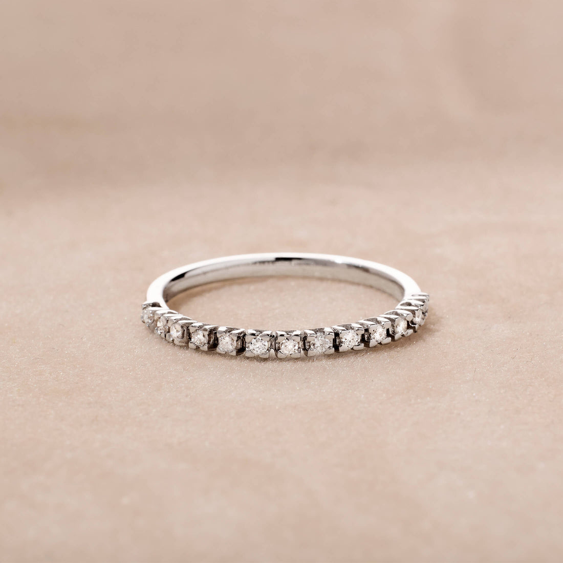 18K Gold White Diamond Half Eternity Soft Ring