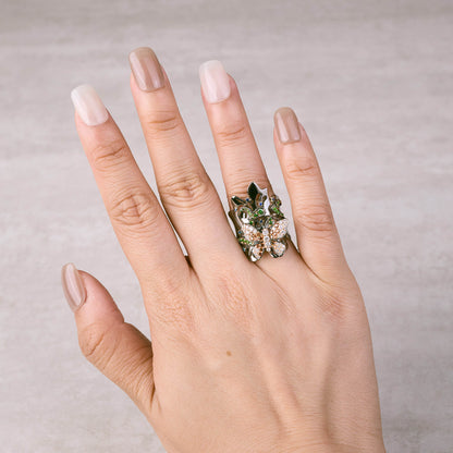 18K Black Gold Butterfly Diamond Ring - Jewelry And Store