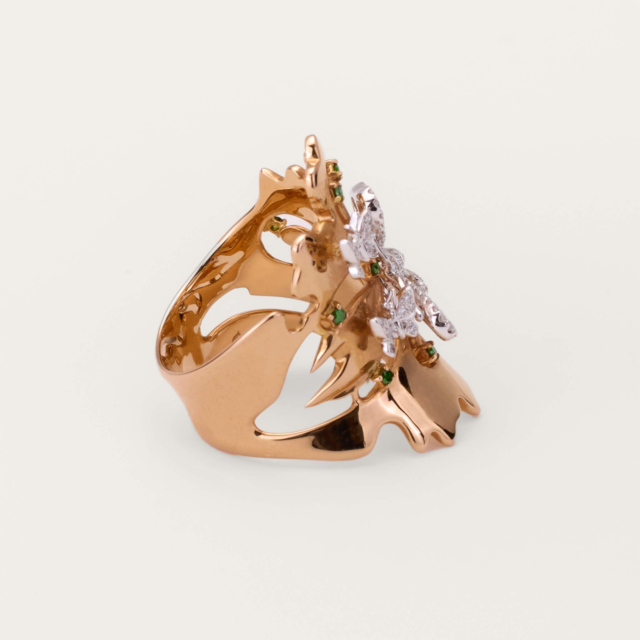 18K Rose Gold Butterfly Diamond Ring - Jewelry And Store