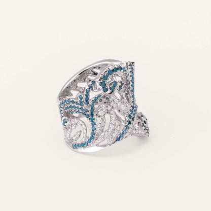 18K Gold Blue Diamond Filigree Ring - Jewelry And Store