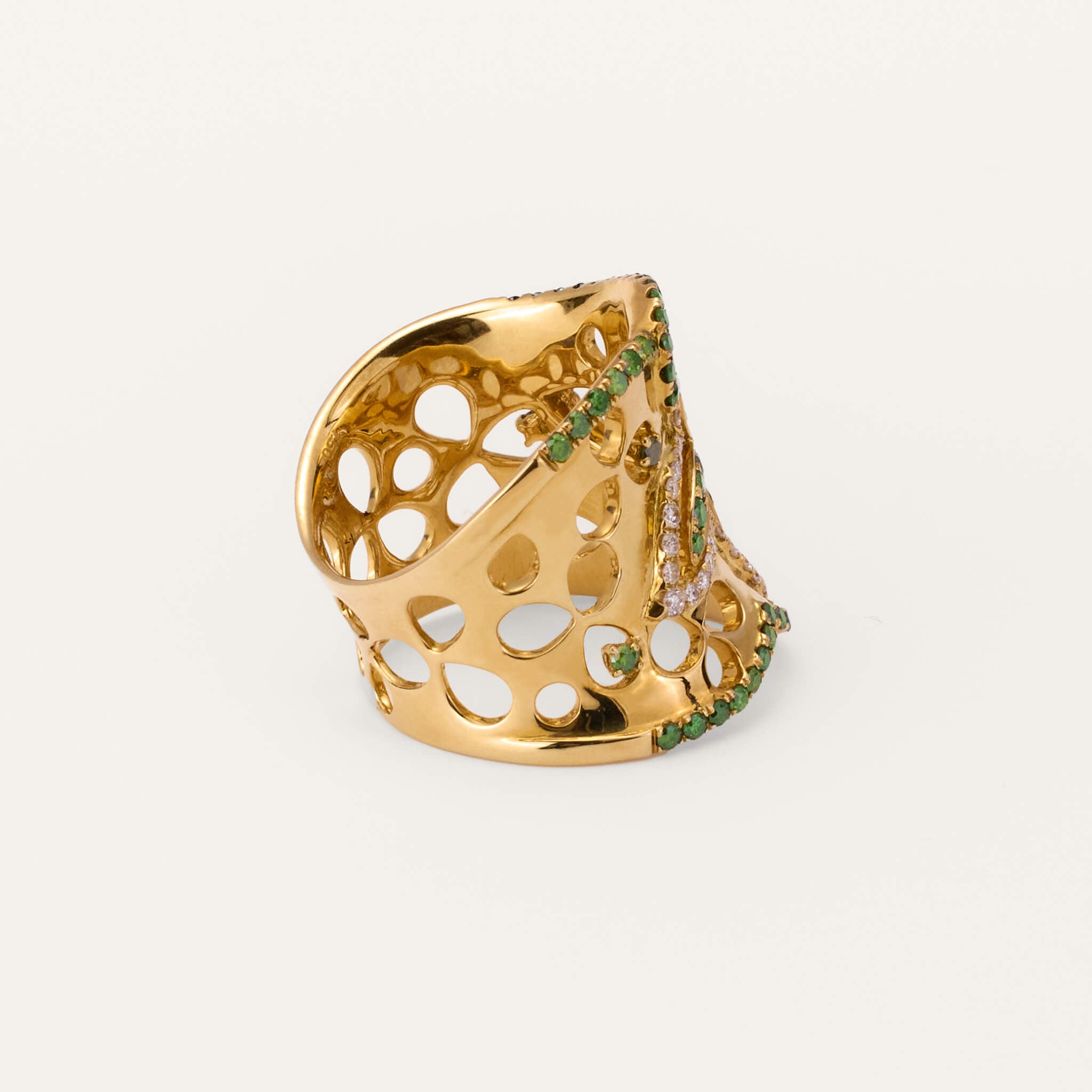 18K Yellow Gold Diamond Clover Ring - Jewelry And Store