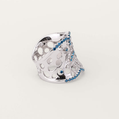 18K White Gold Diamond Clover Ring - Jewelry And Store