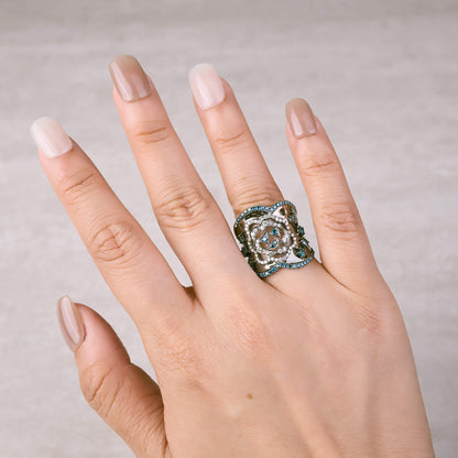 18K Black Gold Midnight Rose Diamond Ring - Jewelry And Store