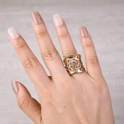 18K Gold Midnight Rose Diamond Ring - Jewelry And Store