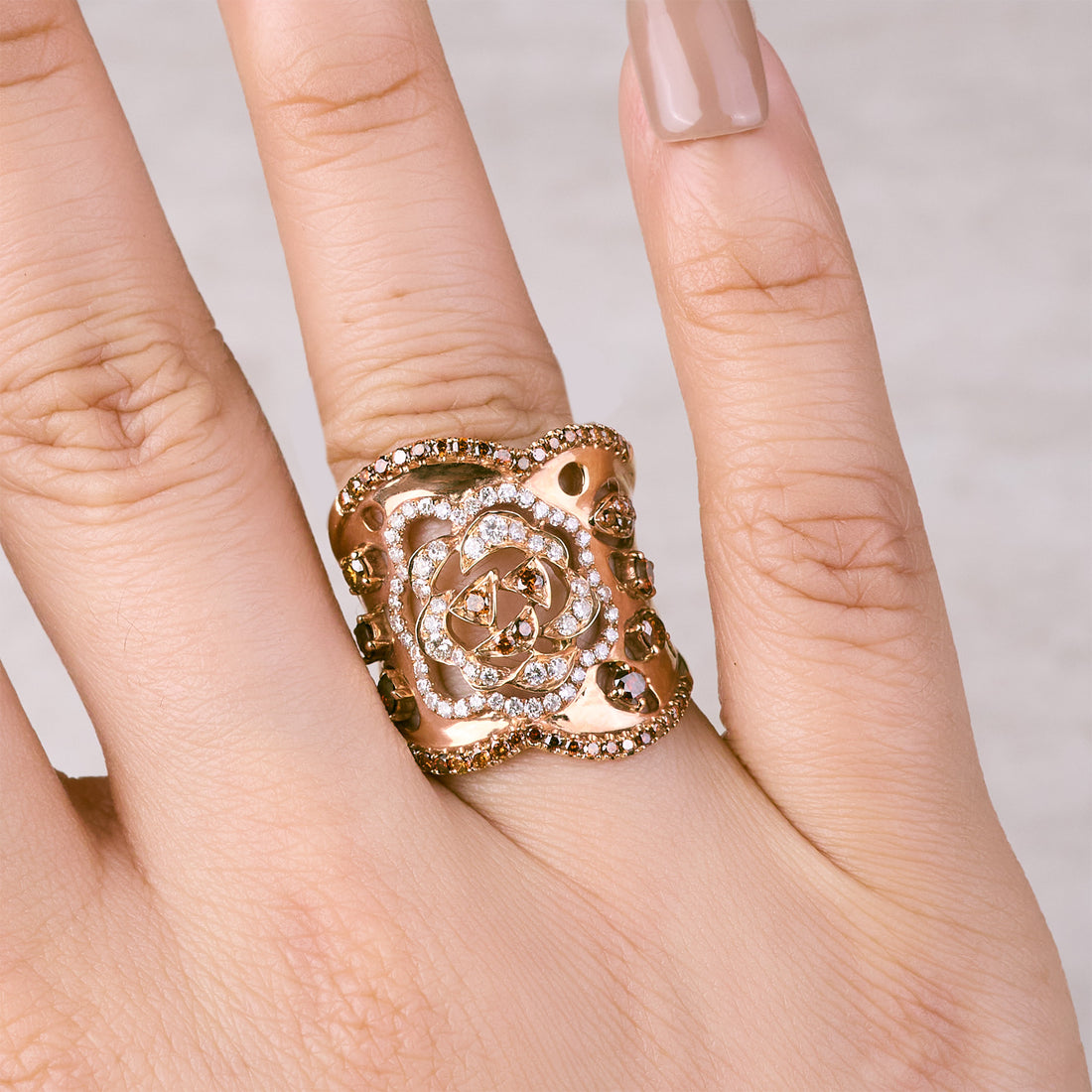 18K Gold Midnight Rose Diamond Ring - Jewelry And Store