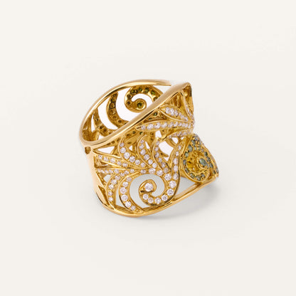 18K Gold Swirl Diamond Ring - Jewelry And Store