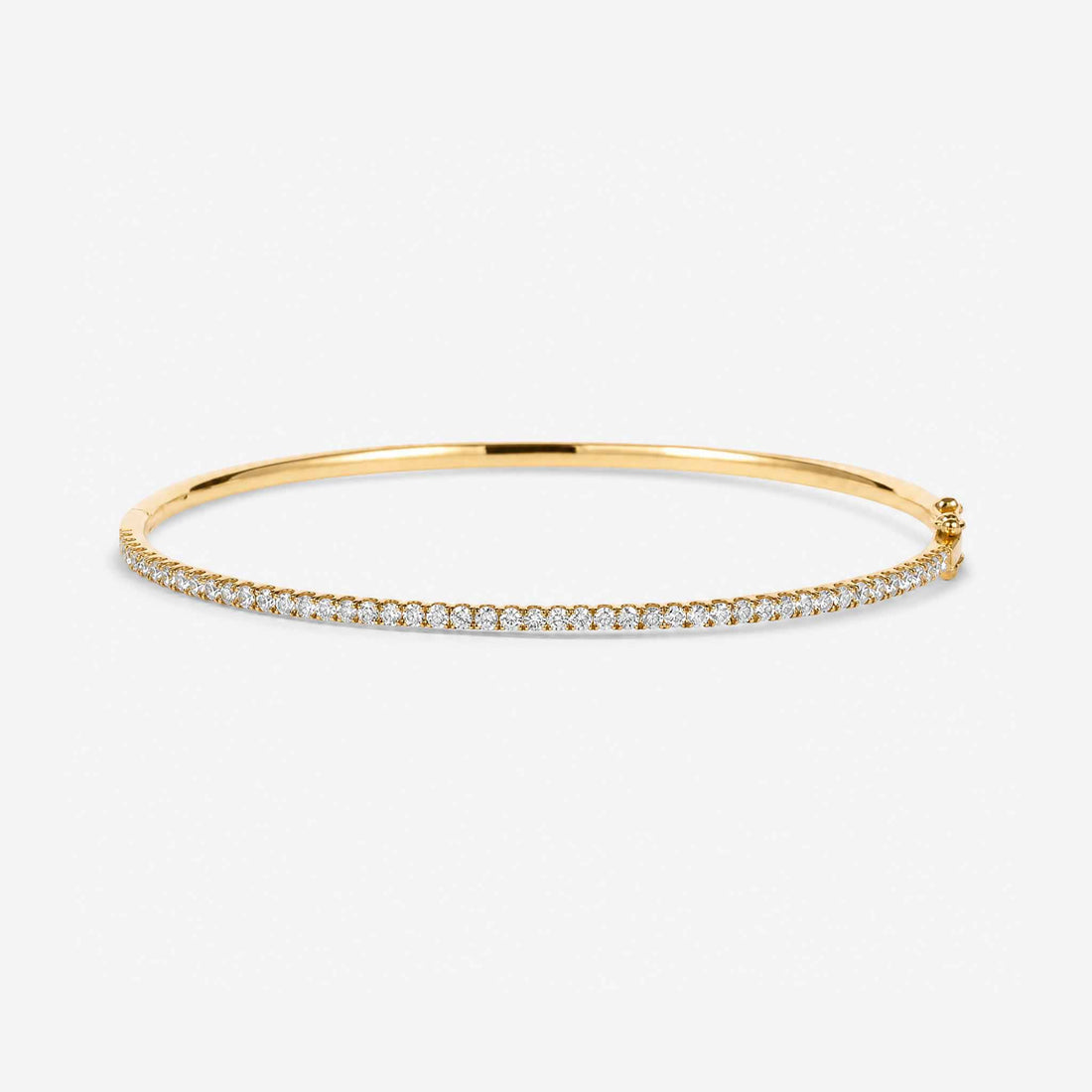 Classic Single Row Diamond Tennis Bangle in 18K Yellow Gold - JewelryAndStore